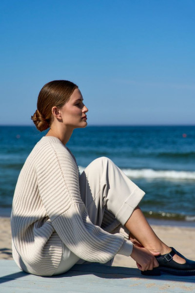 Свитер оверсайз хлопковый песочный